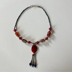 Handmade Persian Carnelian & Agate Necklace | Natural Stone Statement Jewelry
